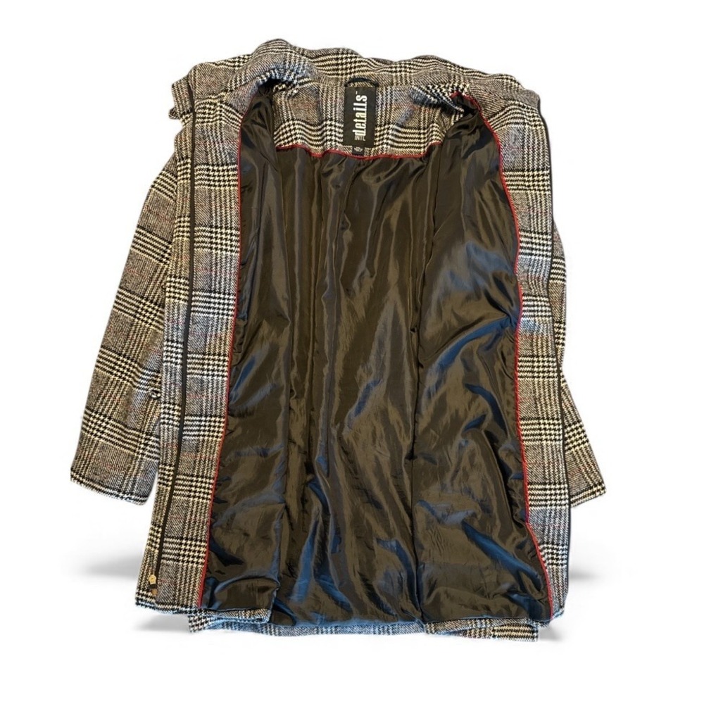 d.e.t.a.i.l.s INTL Women's Sz XXL Plaid Wool Blend Overcoat Lined Zip Pockets - Picture 2 of 14